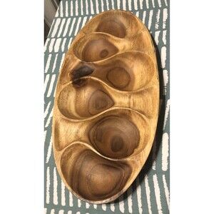 Crate And Barrel Acacia Wood Condiment Serving Tray